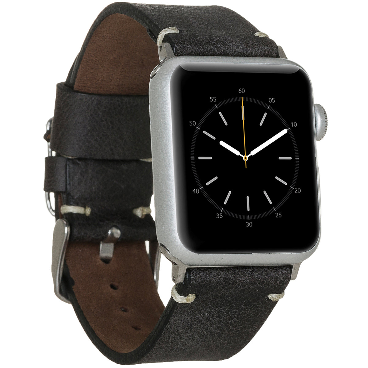 Apple Watch Lederarmband Rustic Handmade – Schwarz (Modell BA6-TN1)