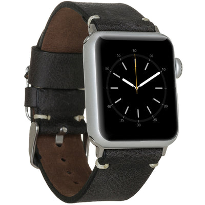 Apple Watch Lederarmband Rustic Handmade – Schwarz (Modell BA6-TN1)