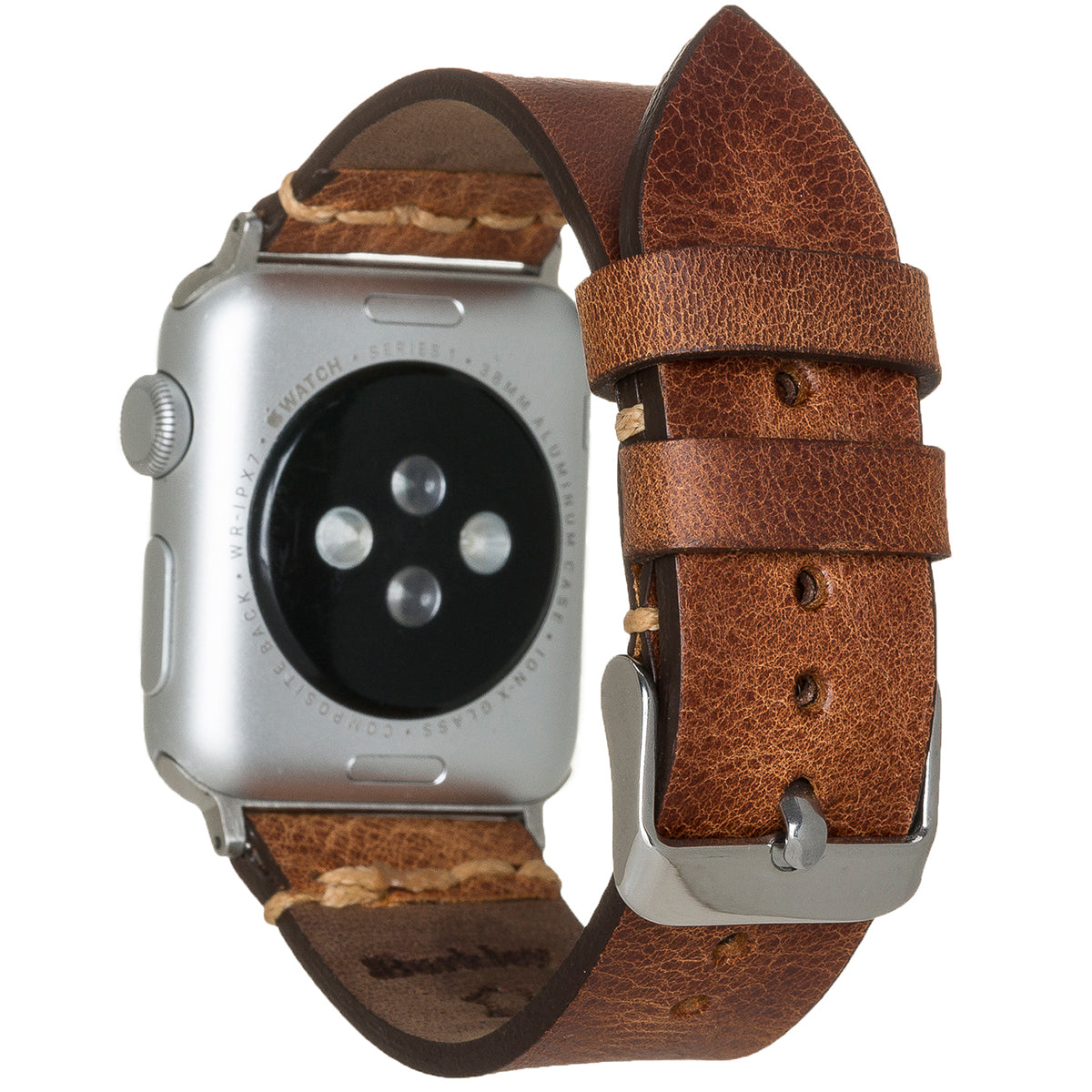 Apple Watch Lederarmband Rustic Knot Stitch – Braun (Modell BA7-TN11EF)