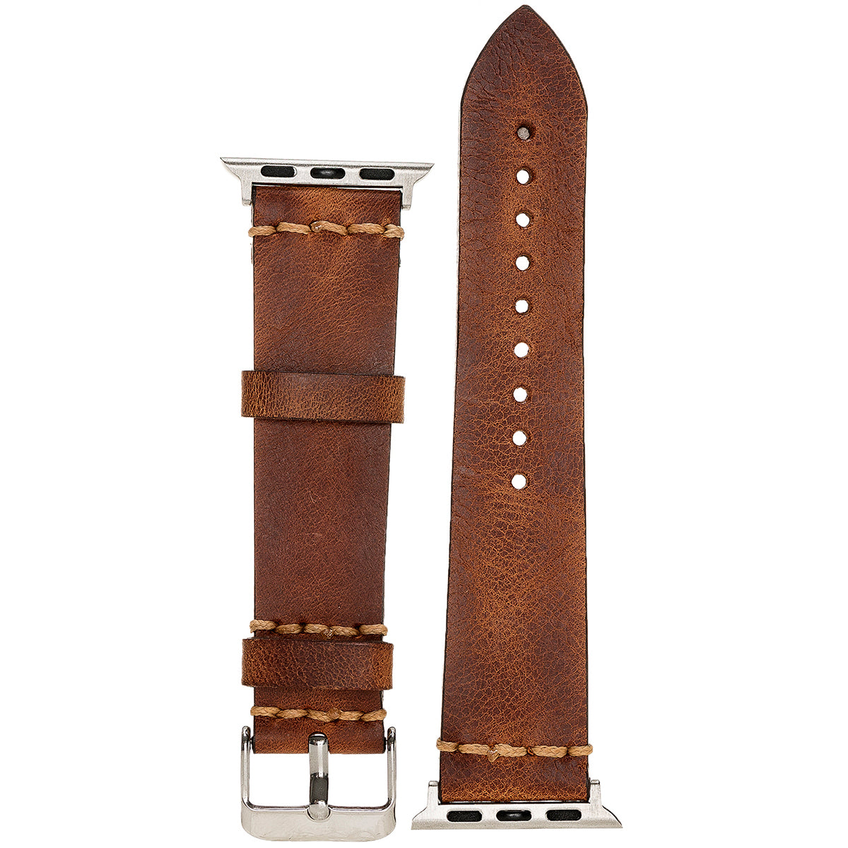 Apple Watch Lederarmband Rustic Knot Stitch – Braun (Modell BA7-TN11EF)