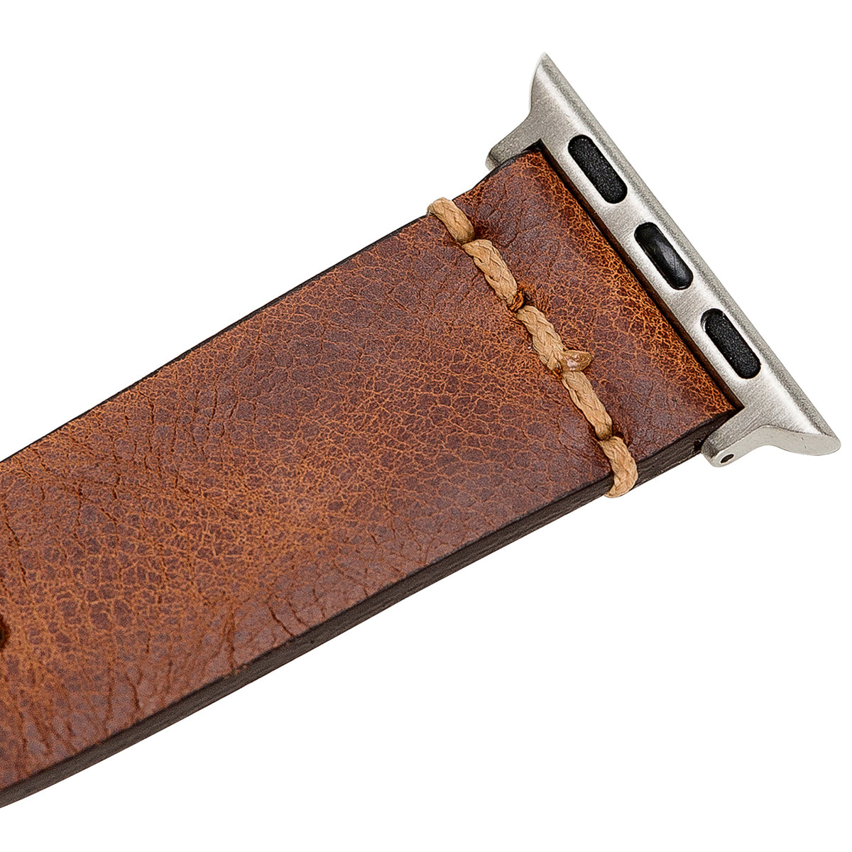 Apple Watch Lederarmband Rustic Knot Stitch – Braun (Modell BA7-TN11EF)