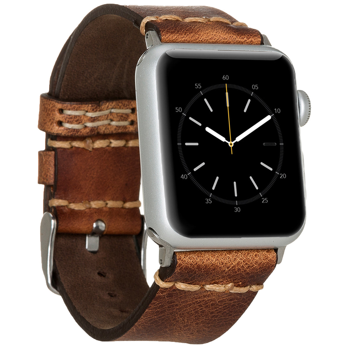 Apple Watch Lederarmband Rustic Knot Stitch – Braun (Modell BA7-TN11EF)