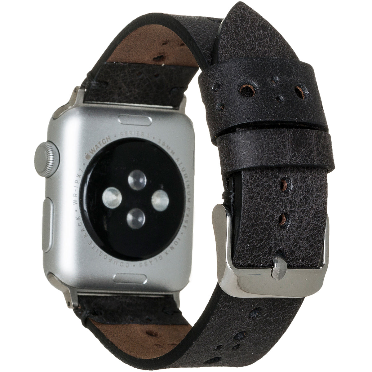 Apple Watch Lederarmband Perforated Vintage – Schwarz (Modell BA8-TN1)