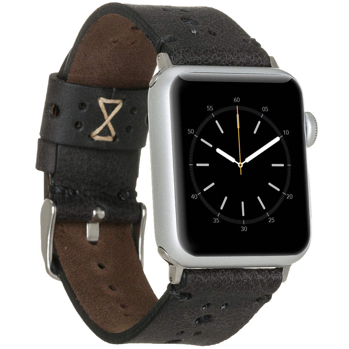 Apple Watch Lederarmband Perforated Vintage – Schwarz (Modell BA8-TN1)