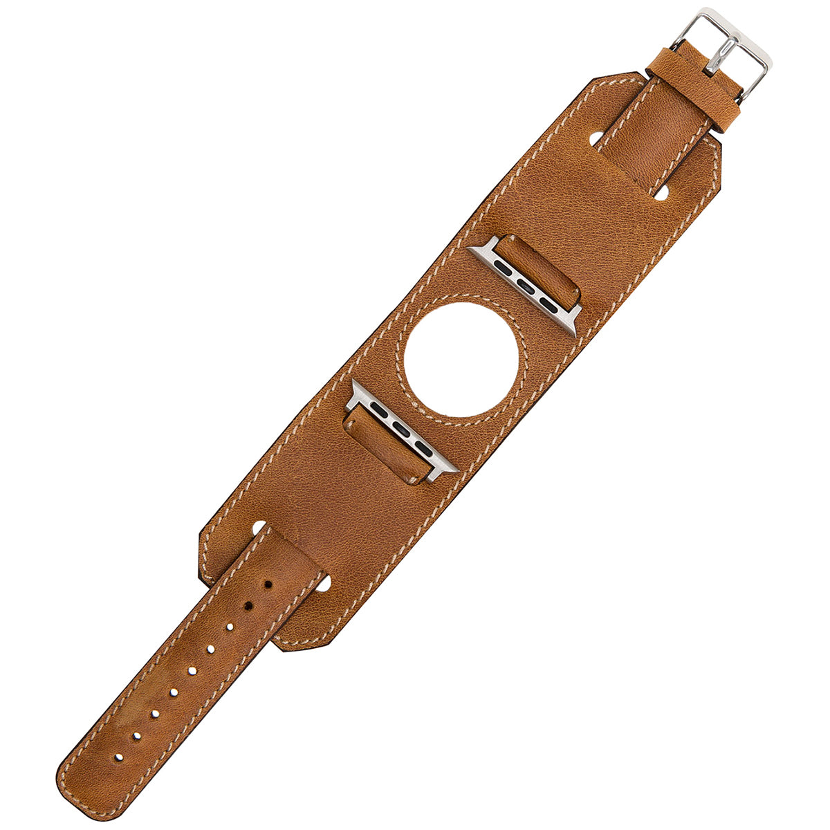 Apple Watch Cuff Armband aus Leder – Vintage Manschetten-Design | Cognac