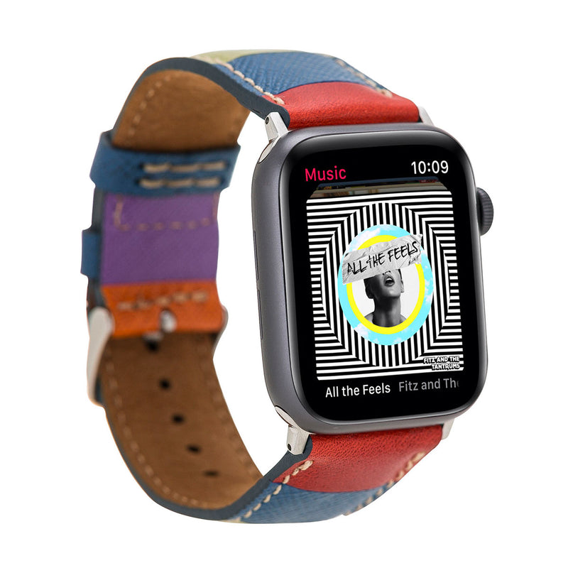 Apple Watch Lederarmband „Patchwork Colorblock“ – Unikat | Modell EV10RBW