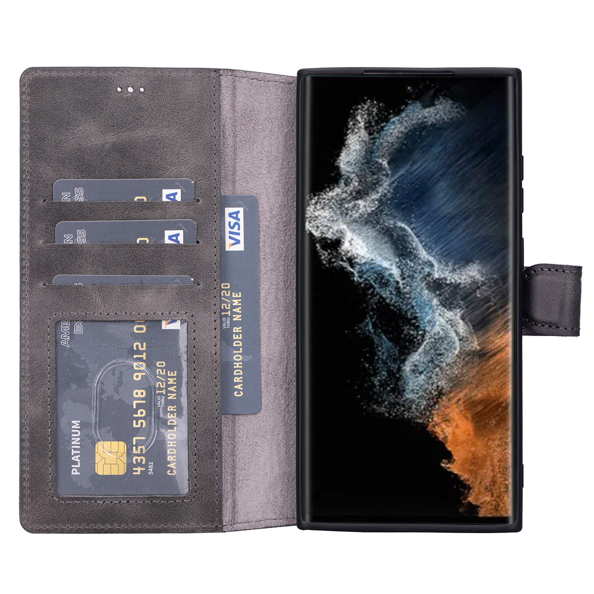Samsung Galaxy S23 Plus Leder Book-Case – Wallet Hülle | Grau