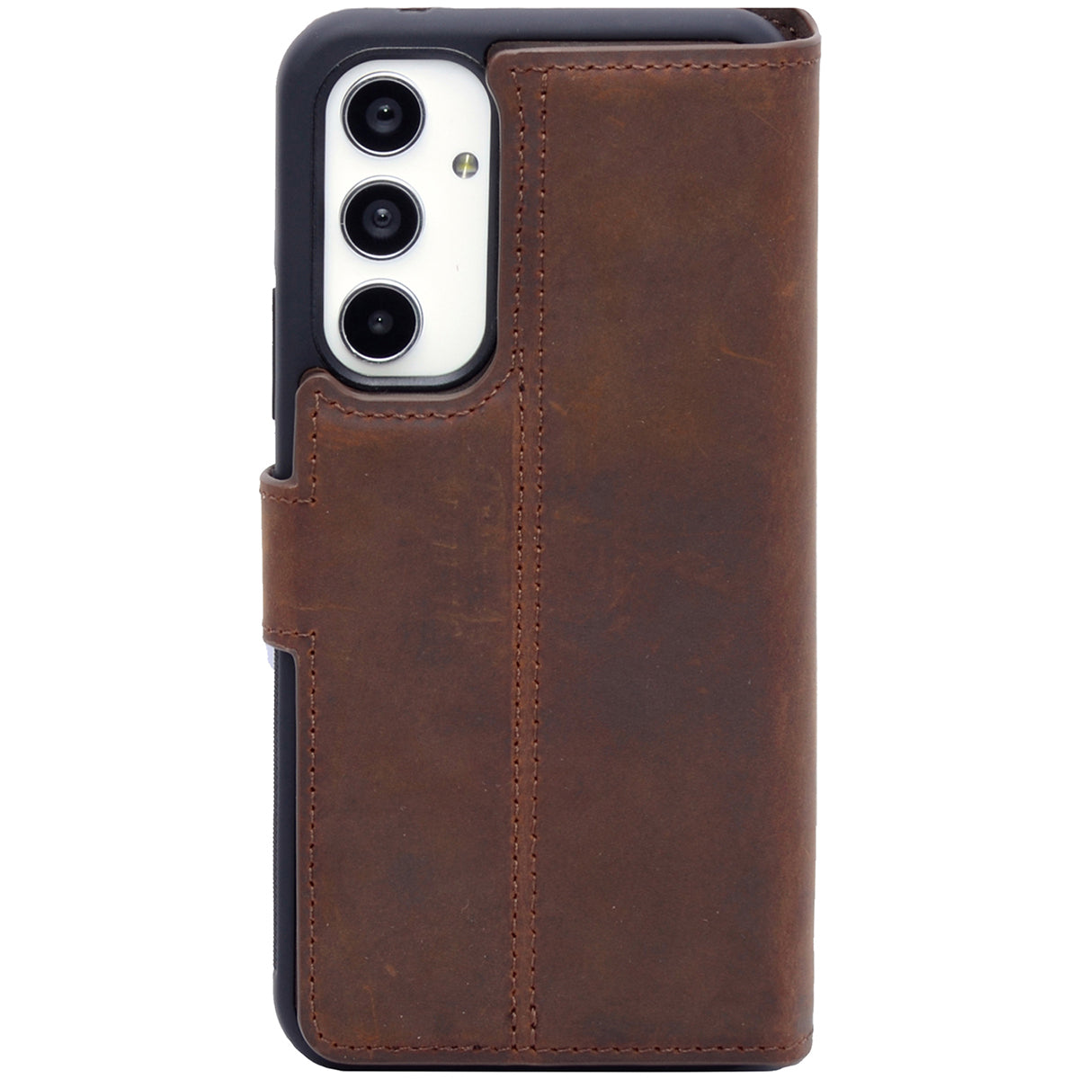 2-in-1 Lederhülle für Galaxy A54 – Book-Case mit Kartenfach | Braun