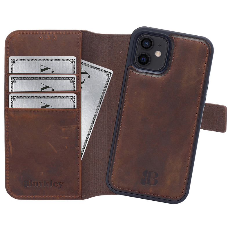 2-in-1 Lederhülle für iPhone 11 Book-Style mit Magnet-Case | Braun