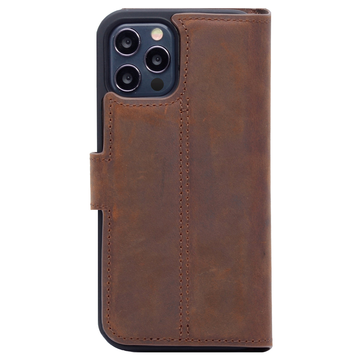 2-in-1 Lederhülle für iPhone 14 Pro Max Book-Style mit Magnet-Case | Braun