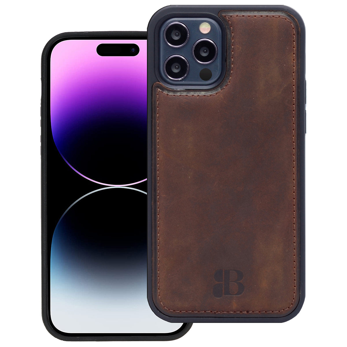 2-in-1 Lederhülle für iPhone 14 Pro Max Book-Style mit Magnet-Case | Braun
