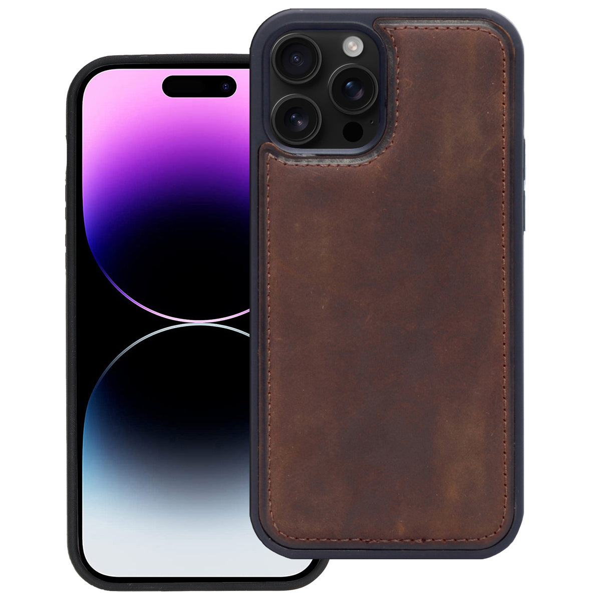 2-in-1 Lederhülle für iPhone 16 Pro Book-Style mit Magnet-Case | Braun