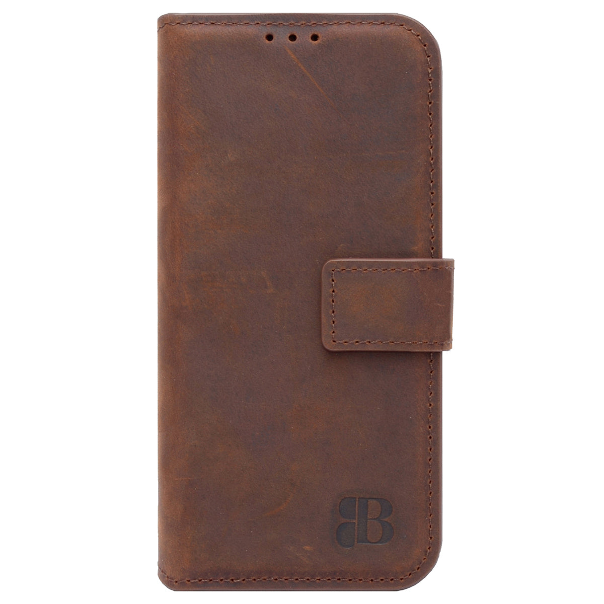 iPhone 8 / 7 Lederhülle – 2-in-1 Book Case aus Echtleder - Frontansicht zugeklappt