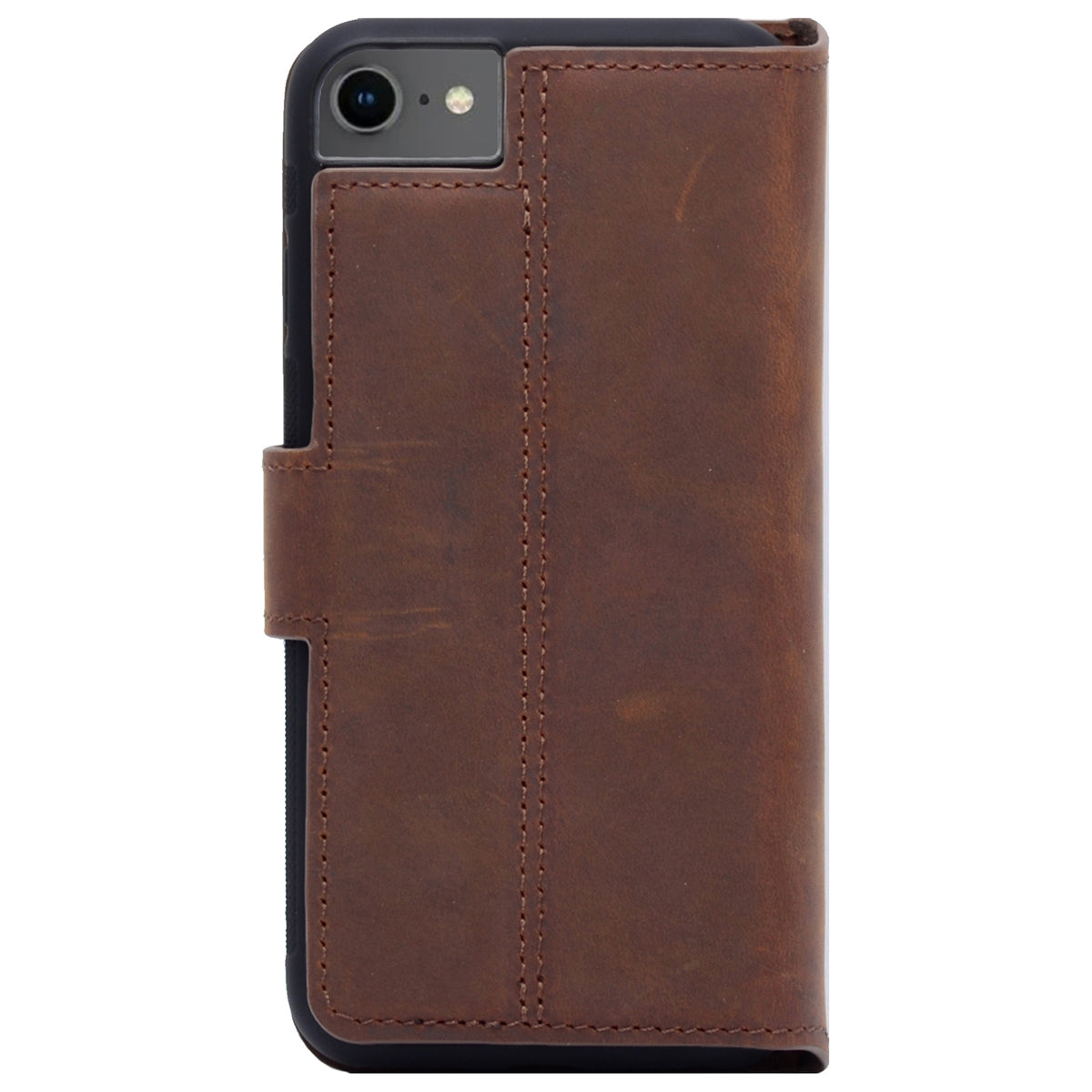 iPhone 8 / 7 Lederhülle – 2-in-1 Book Case aus Echtleder - Rückansicht zugeklappt