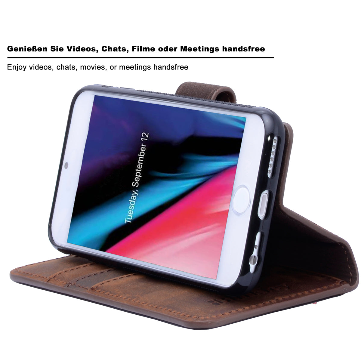 2-in-1 Lederhülle für iPhone SE 2020 / 2022 – Book-Style mit Magnet-Case | Braun