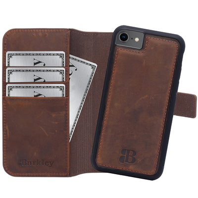 iPhone 8 / 7 Lederhülle – 2-in-1 Book Case aus Echtleder - Frontansicht
