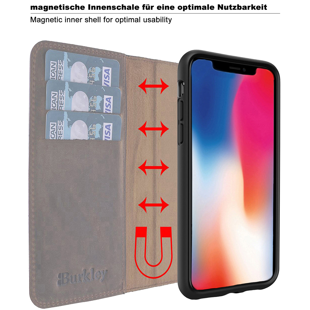 2-in-1 Lederhülle für Galaxy S23 – Book-Case mit Kartenfach | Braun
