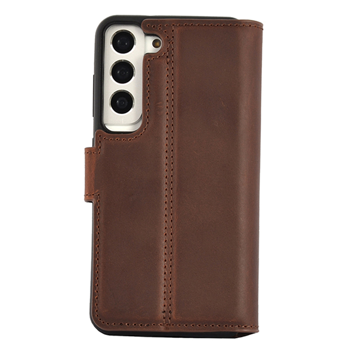 2-in-1 Lederhülle für Galaxy S23 – Book-Case mit Kartenfach | Braun