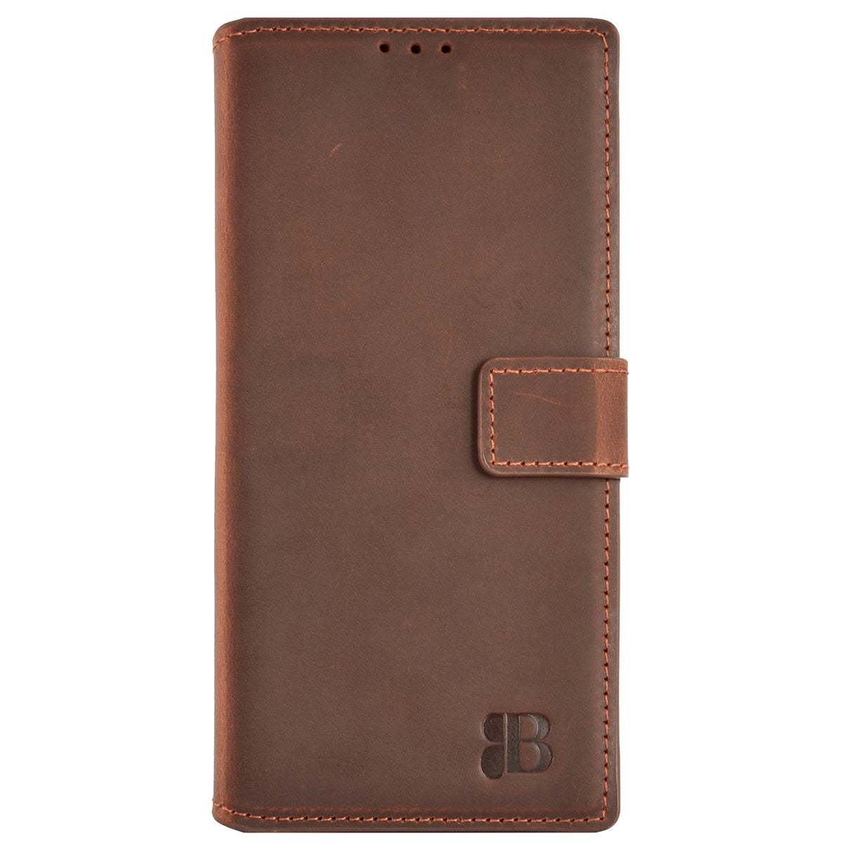 2-in-1 Lederhülle für Galaxy S23 Ultra – Book-Case mit Kartenfach | Braun