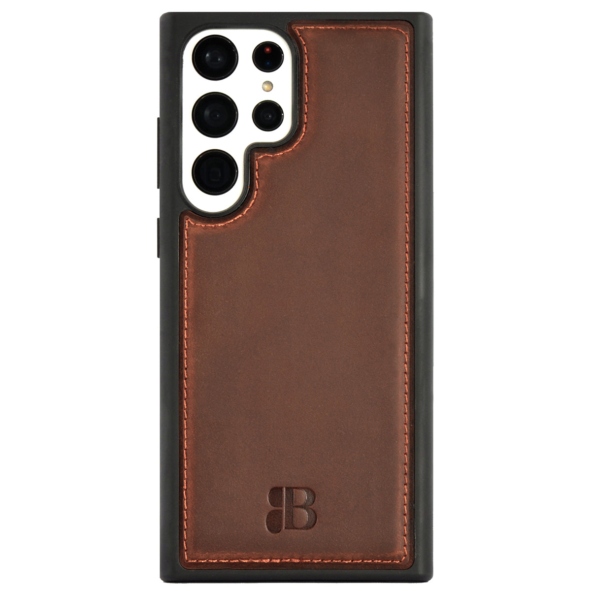 2-in-1 Lederhülle für Galaxy S23 Ultra – Book-Case mit Kartenfach | Braun