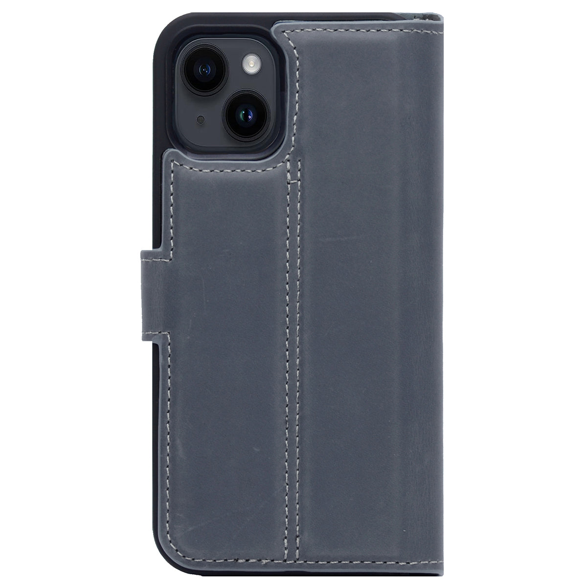 2-in-1 Lederhülle für iPhone 14 Book-Style mit Magnet-Case | Grau