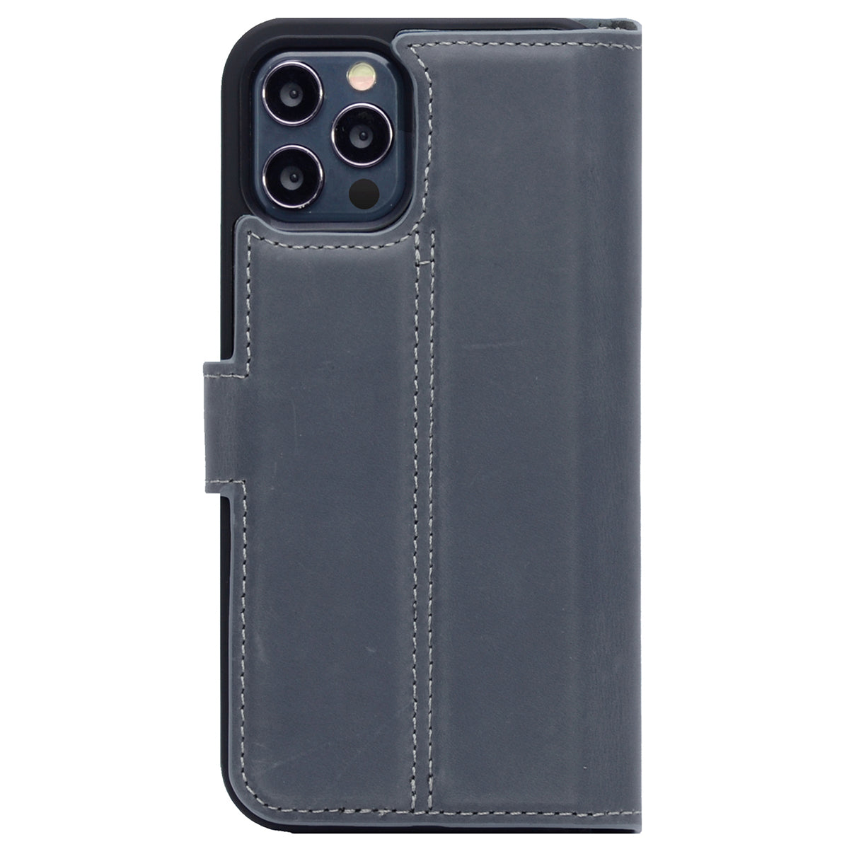 2-in-1 Lederhülle für iPhone 14 Pro Max Book-Style mit Magnet-Case | Grau