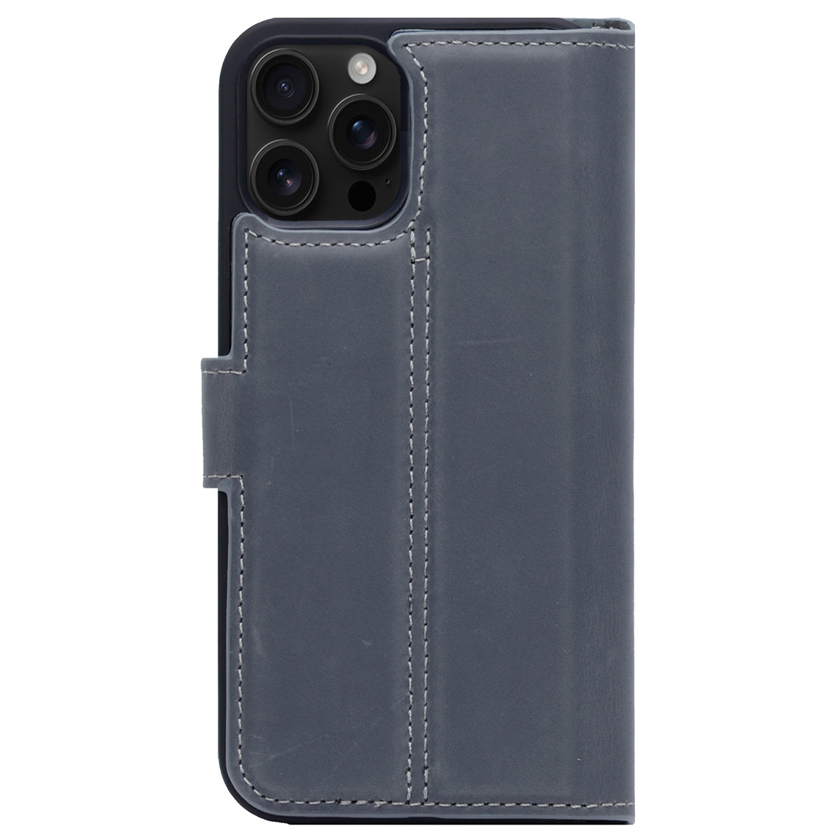 2-in-1 Lederhülle für iPhone 16 Pro Book-Style mit Magnet-Case | Grau