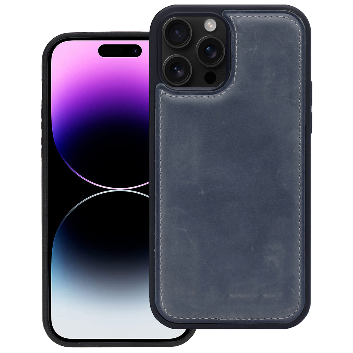 2-in-1 Lederhülle für iPhone 16 Pro Book-Style mit Magnet-Case | Grau