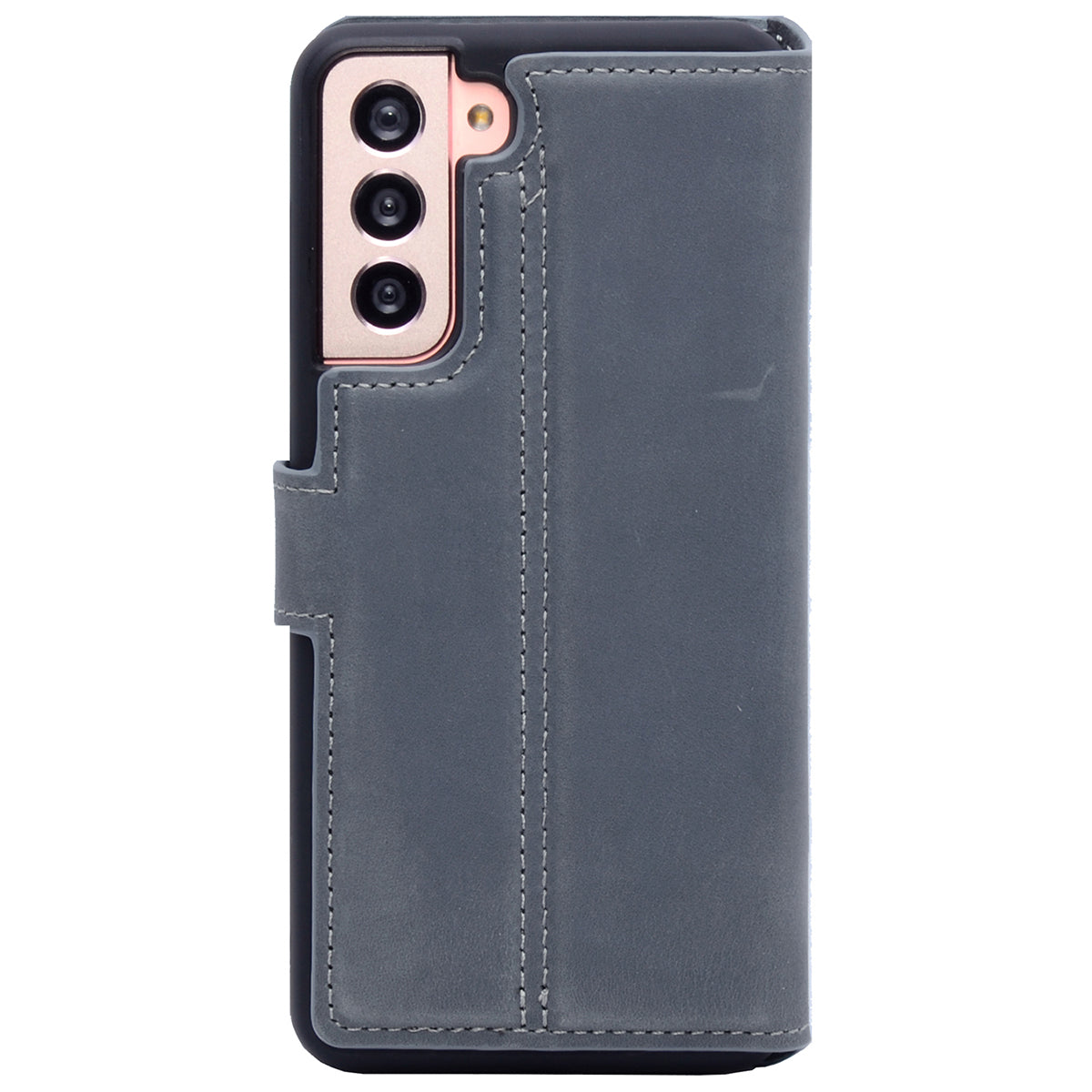 2-in-1 Lederhülle für Galaxy S21 – Book-Case mit Kartenfach | Grau