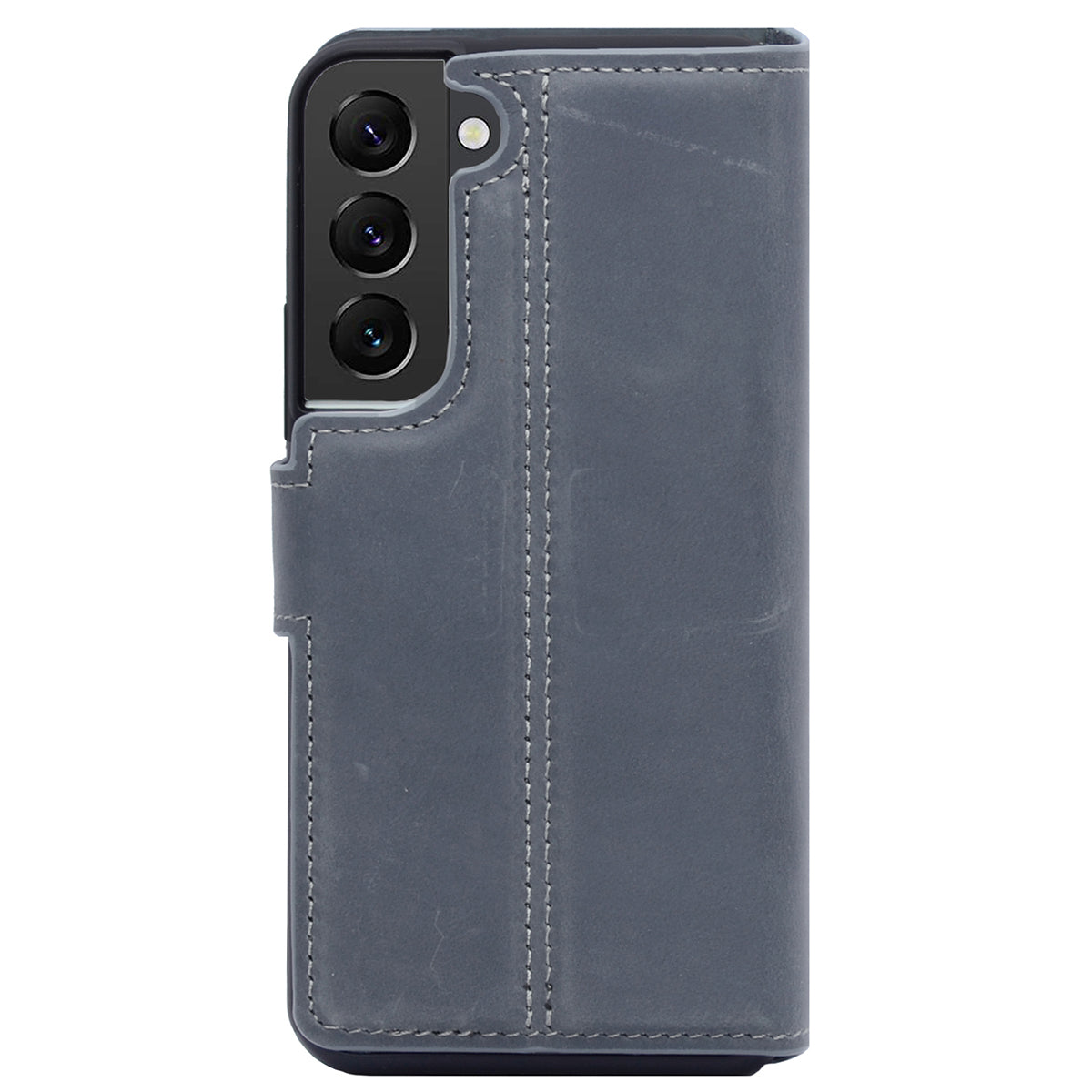 2-in-1 Lederhülle für Galaxy S22 – Book-Case mit Kartenfach | Grau