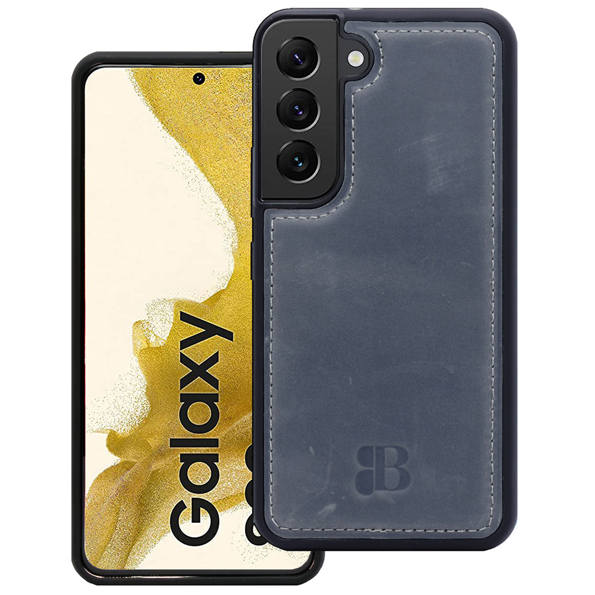 2-in-1 Lederhülle für Galaxy S22 – Book-Case mit Kartenfach | Grau