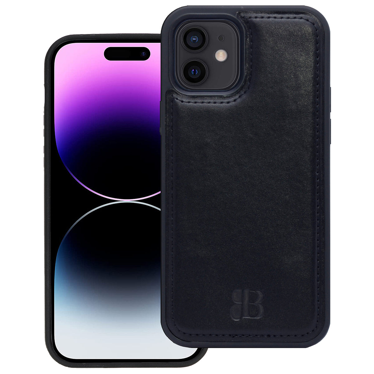 2-in-1 Lederhülle für iPhone 12 Mini Book-Style mit Magnet-Case | Schwarz