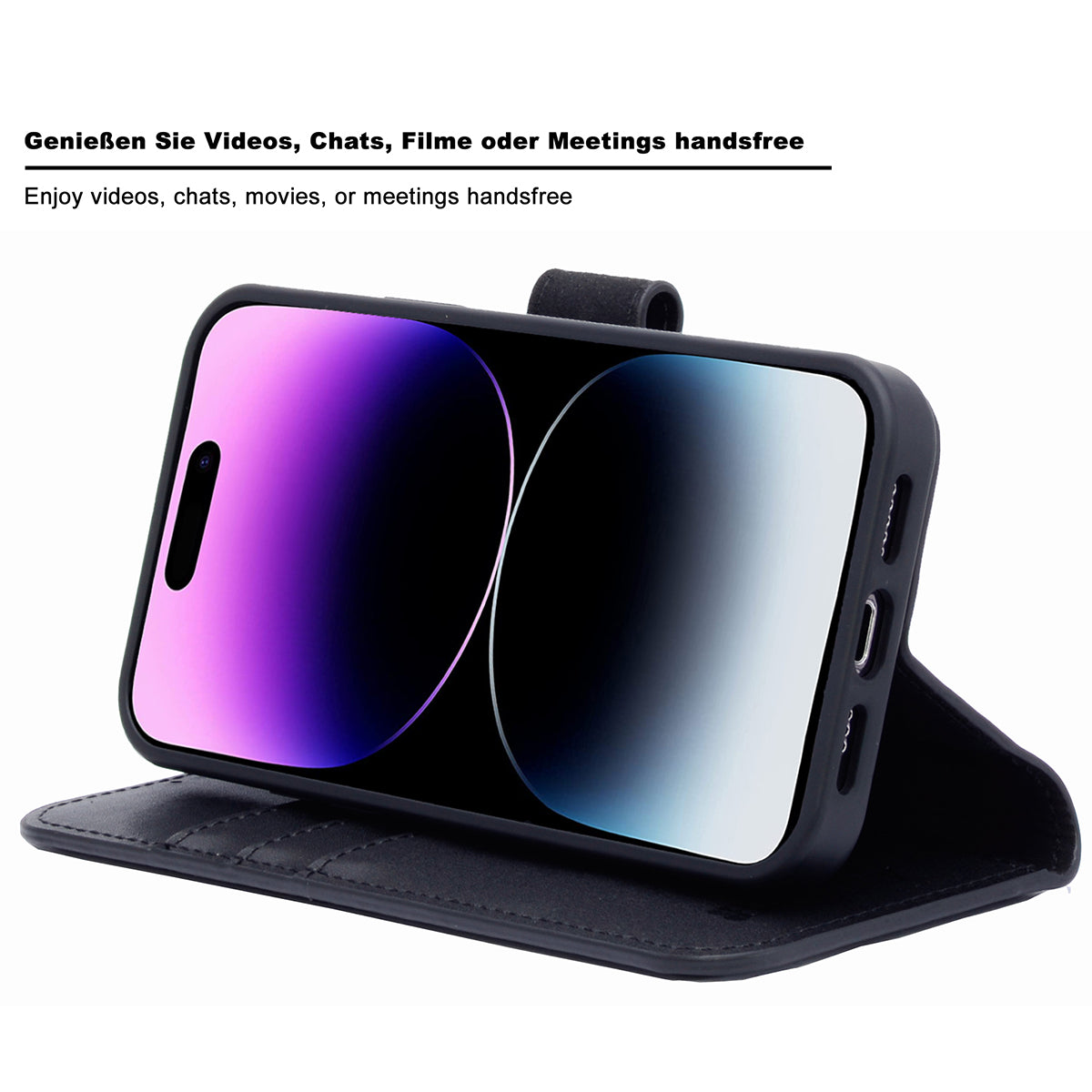 2-in-1 Lederhülle für iPhone 12 Mini Book-Style mit Magnet-Case | Schwarz