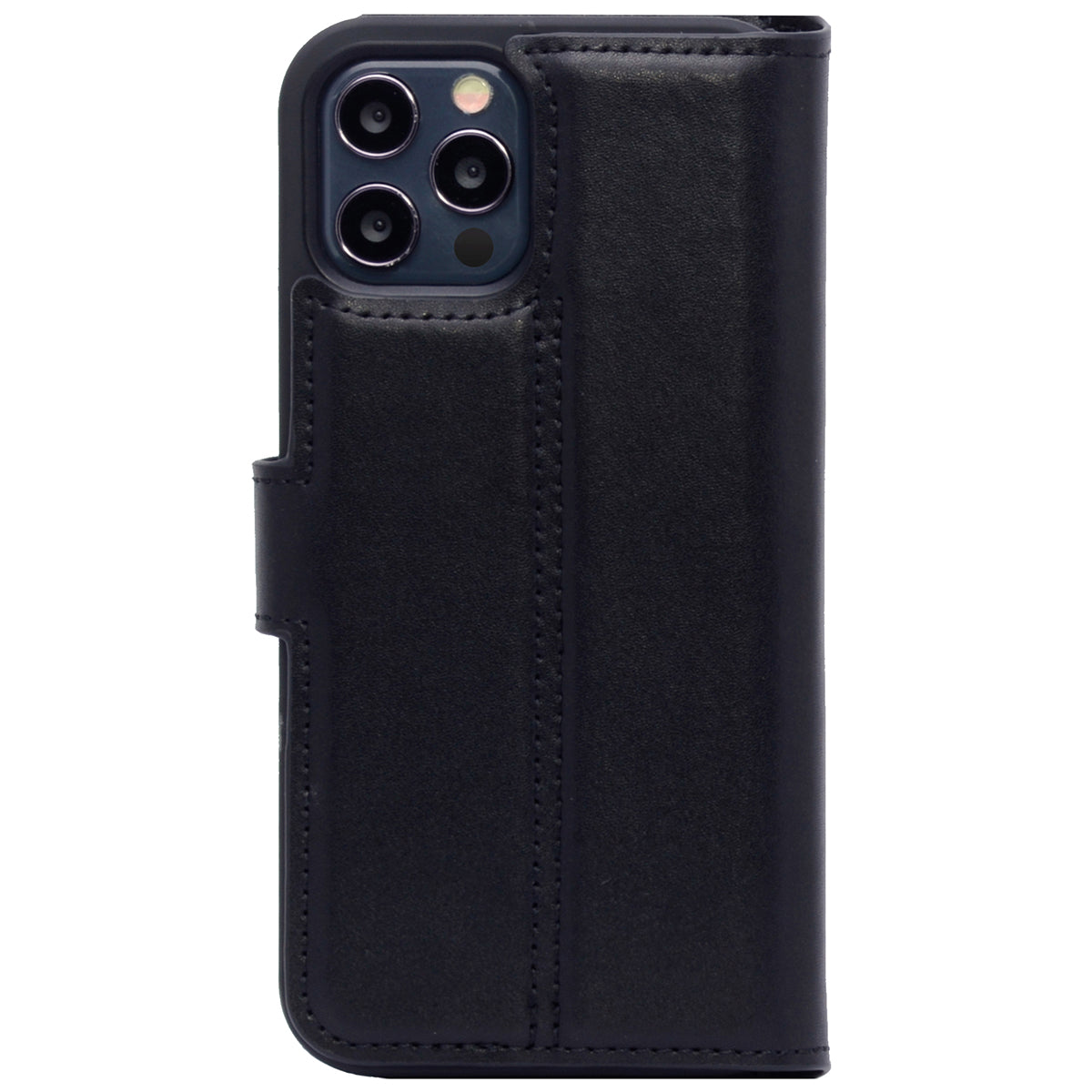 2-in-1 Lederhülle für iPhone 12 / 12 Pro Book-Style mit Magnet-Case | Schwarz