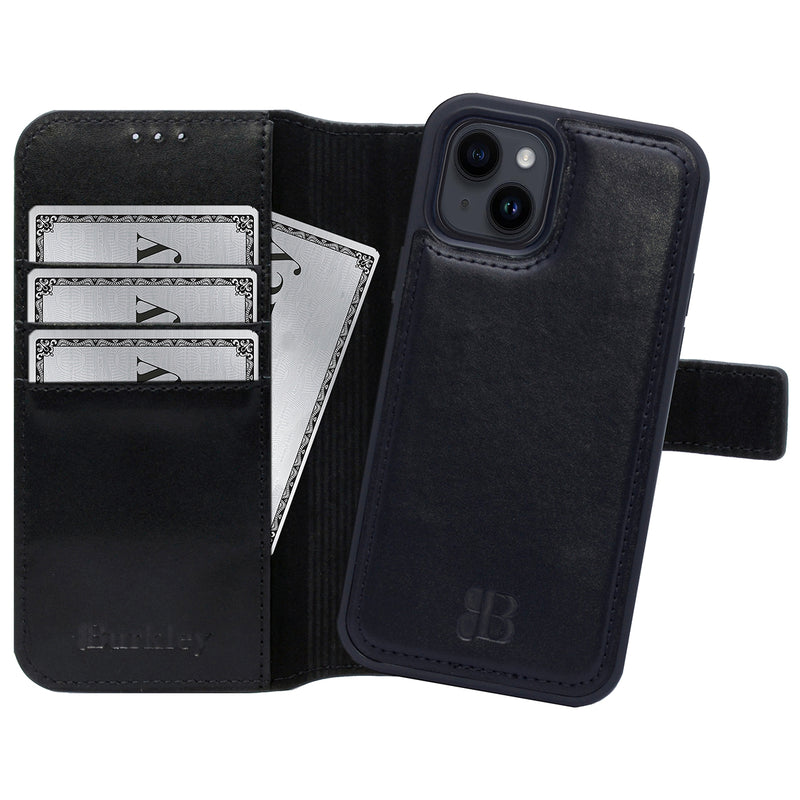 2-in-1 Lederhülle für iPhone 13 Mini Book-Style mit Magnet-Case | Schwarz