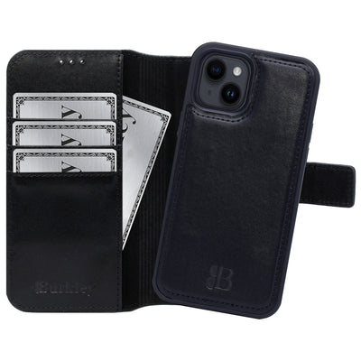 2-in-1 Lederhülle für iPhone 13 Book-Style mit Magnet-Case | Schwarz