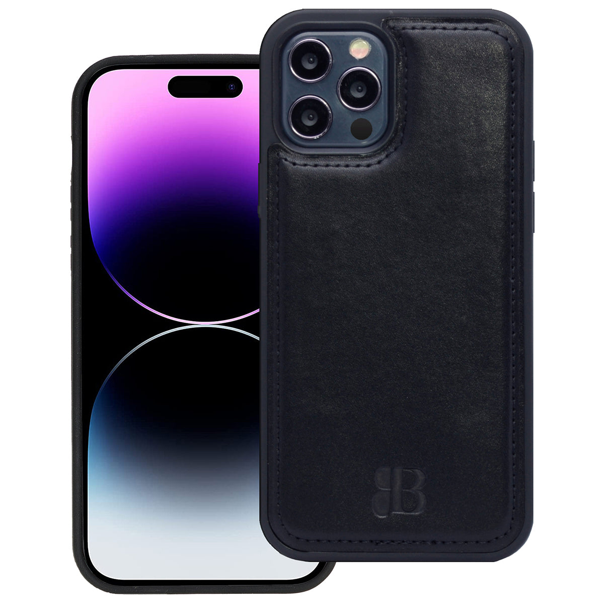 2-in-1 Lederhülle für iPhone 14 Pro Book-Style mit Magnet-Case | Schwarz