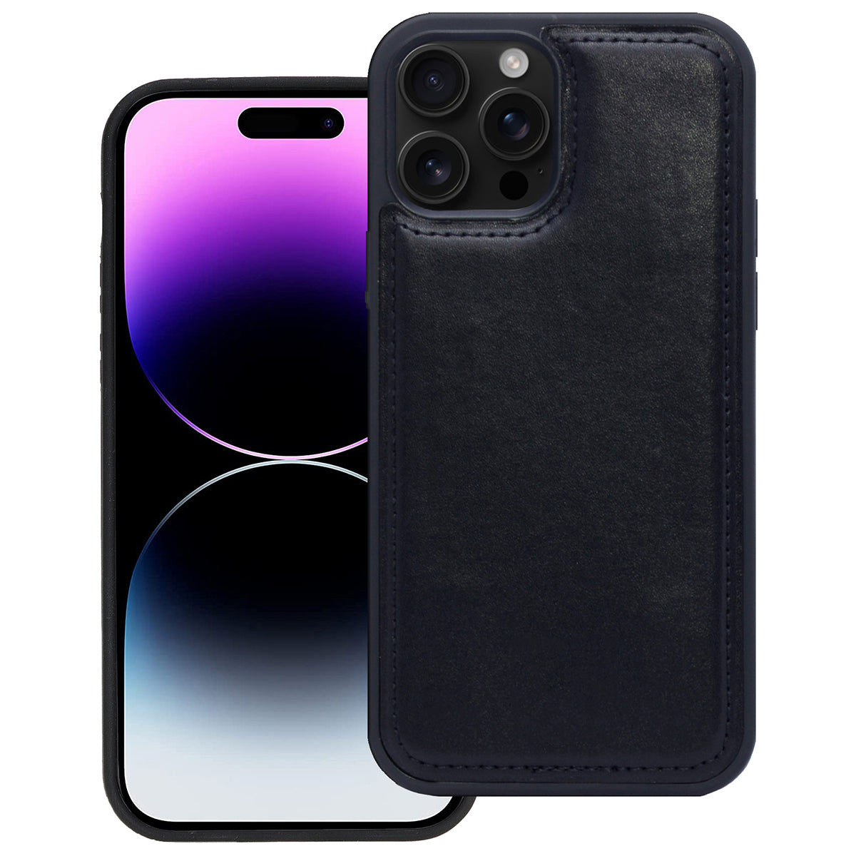2-in-1 Lederhülle für iPhone 16 Pro - Book-Style mit Magnet-Case | Schwarz