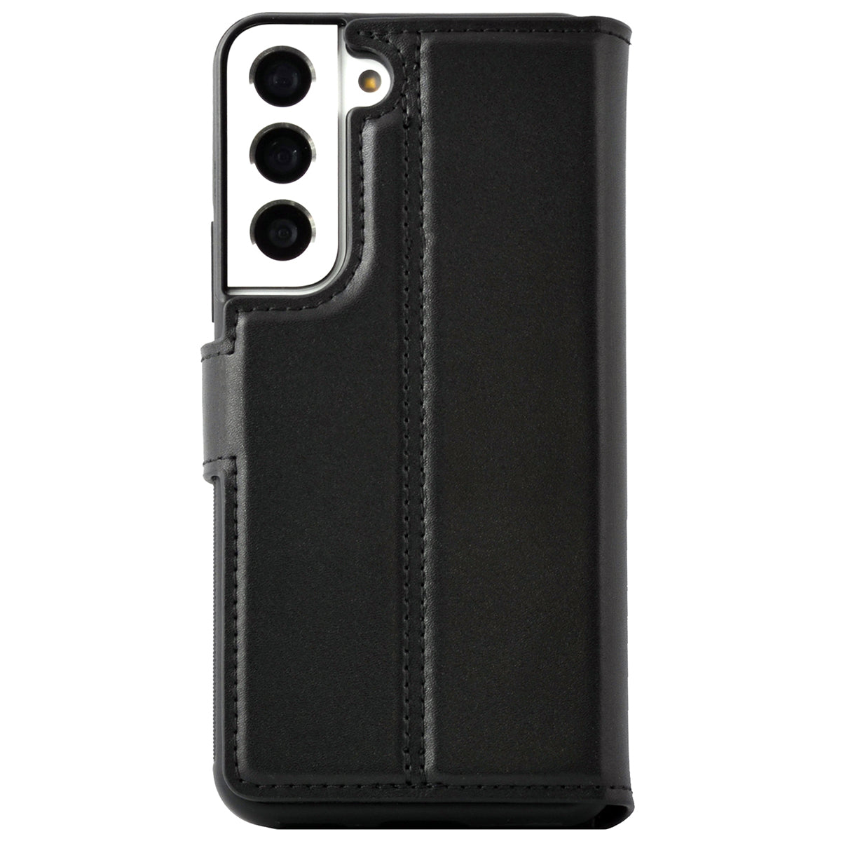 2-in-1 Lederhülle für Galaxy S22 – Book-Case mit Kartenfach | Schwarz