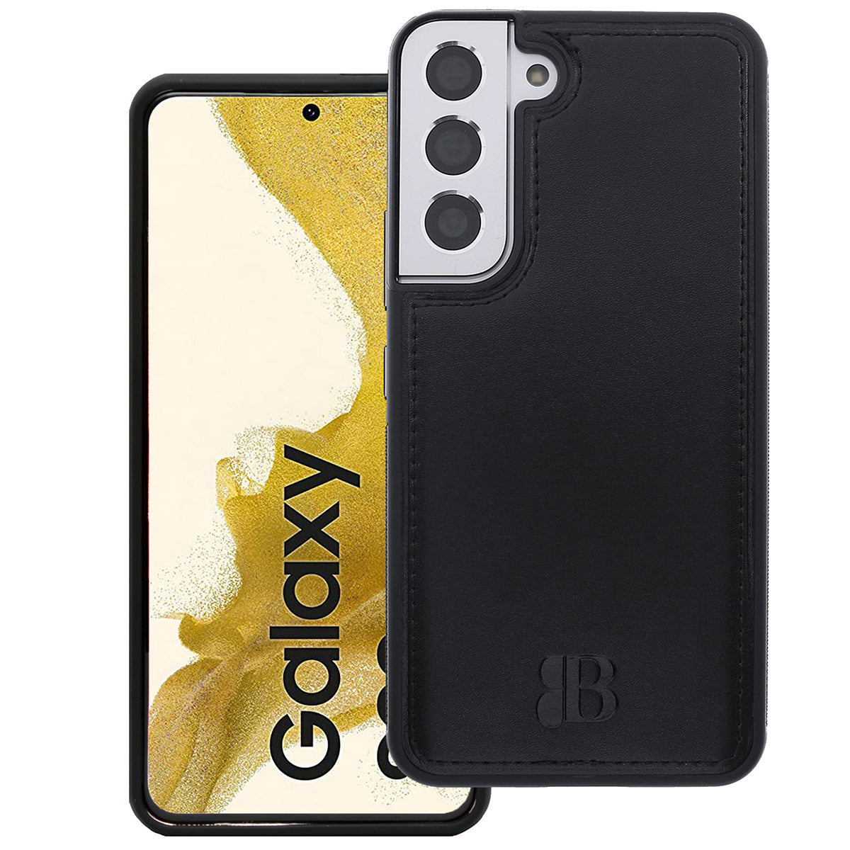 2-in-1 Lederhülle für Galaxy S22 – Book-Case mit Kartenfach | Schwarz