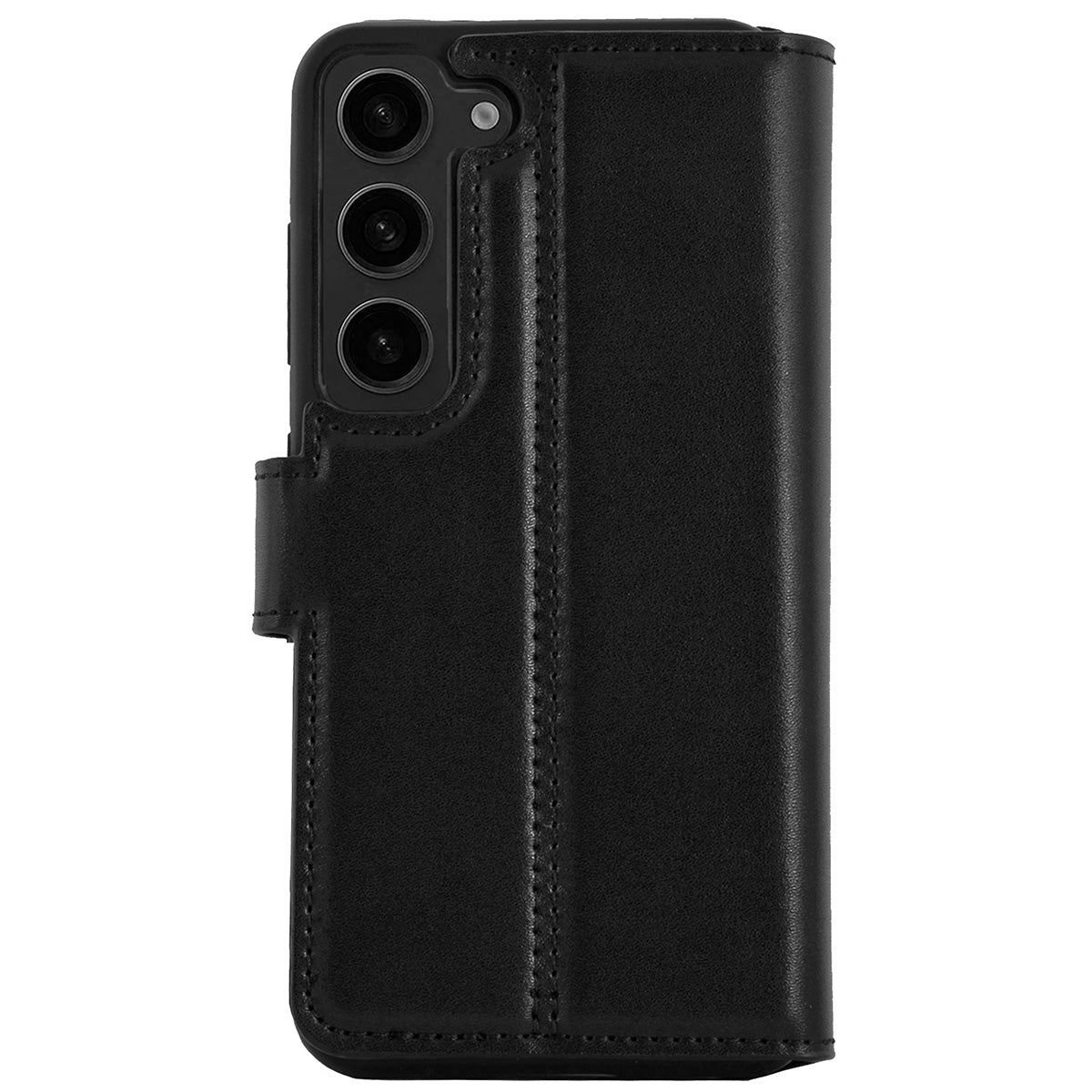 2-in-1 Lederhülle für Galaxy S23 – Book-Case mit Kartenfach | Schwarz