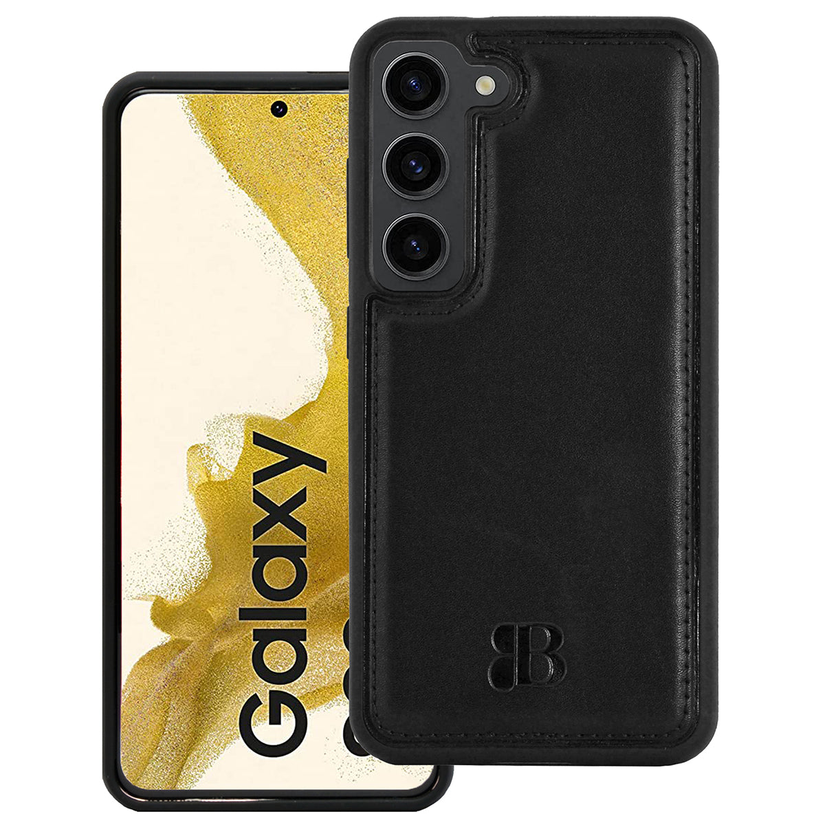 2-in-1 Lederhülle für Galaxy S23 – Book-Case mit Kartenfach | Schwarz