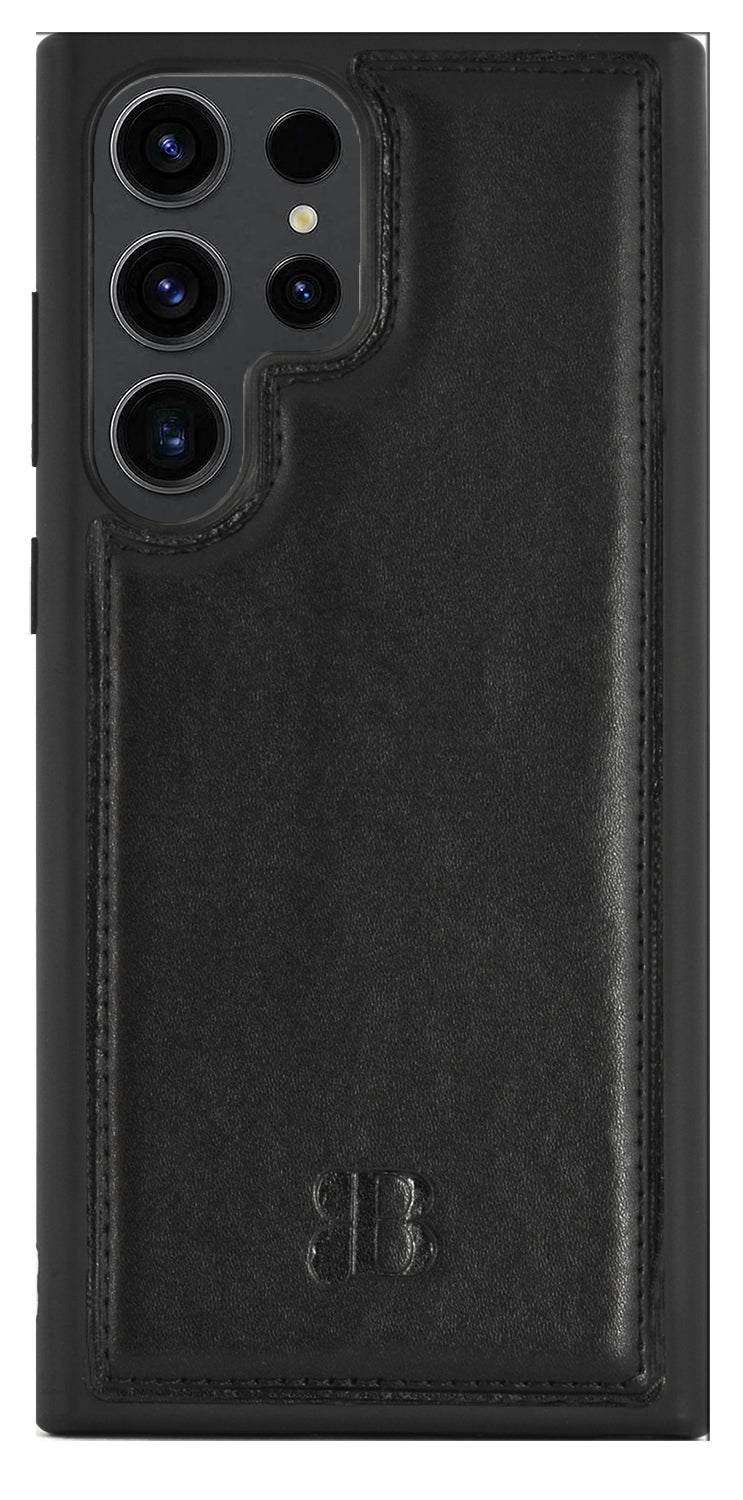 2-in-1 Lederhülle für Galaxy S24 Ultra – Book-Case mit Kartenfach | Schwarz
