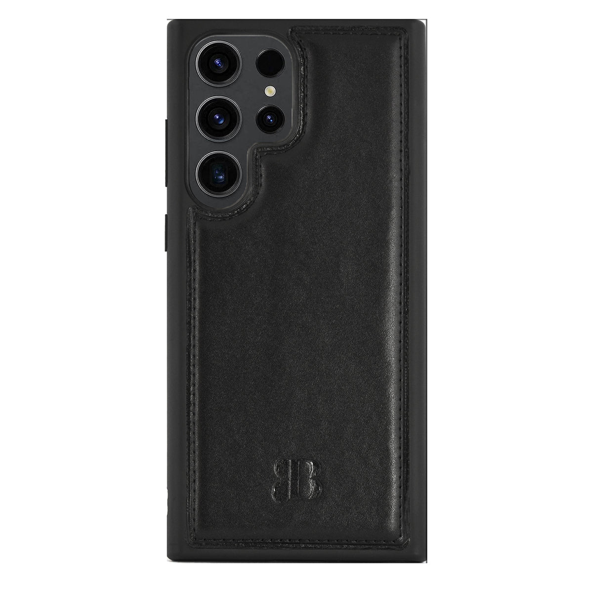 2-in-1 Lederhülle für Galaxy S23 Ultra – Book-Case mit Kartenfach | Schwarz