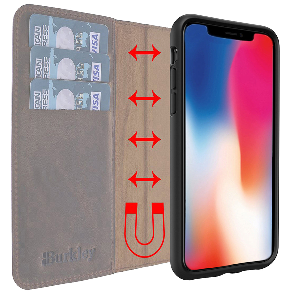 2-in-1 Lederhülle für iPhone 13 Pro Max Book-Style mit Magnet-Case | Braun