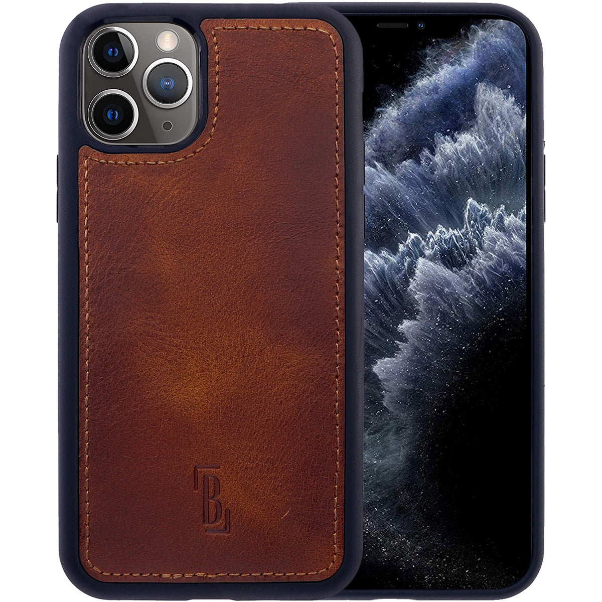 2-in-1 Lederhülle für iPhone 13 Pro Max Book-Style mit Magnet-Case | Braun