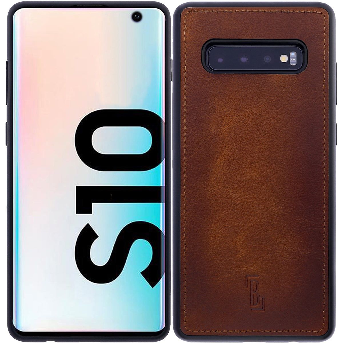 2-in-1 Lederhülle für Galaxy S10 – Book-Case mit Kartenfach | Braun