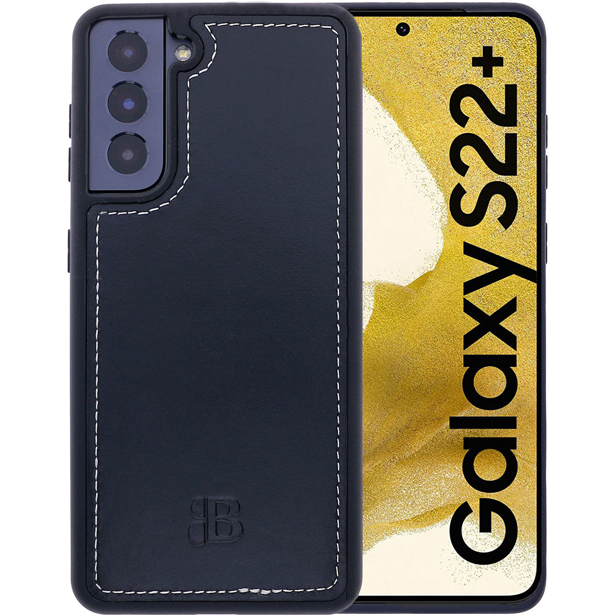 2-in-1 Lederhülle für Galaxy S22 Plus – Book-Case mit Kartenfach | Schwarz