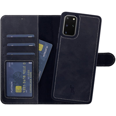 2-in-1 Lederhülle für Galaxy S20 – Book-Case mit Kartenfach | Schwarz