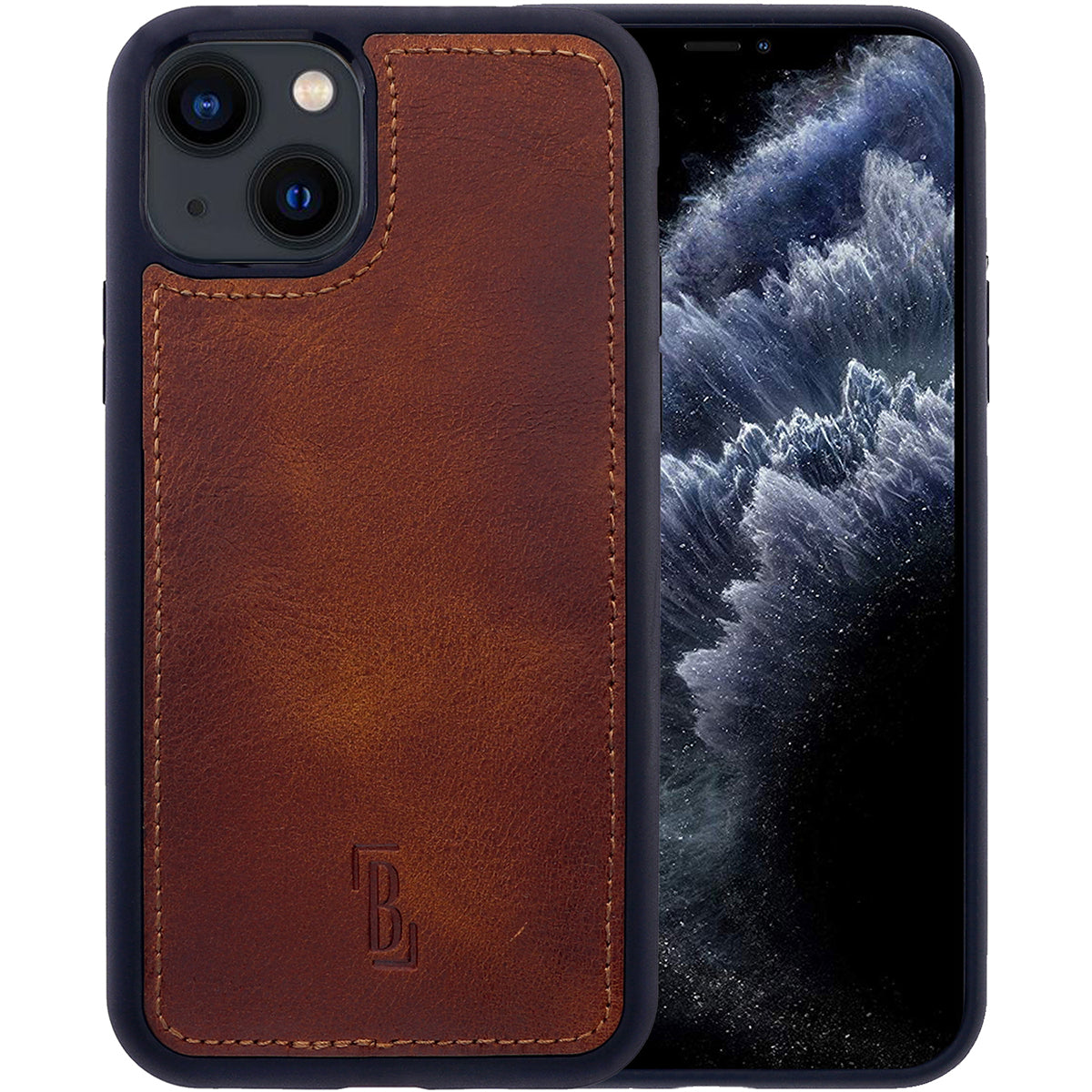 2-in-1 Lederhülle für iPhone 14 Plus Book-Style mit Magnet-Case | Braun